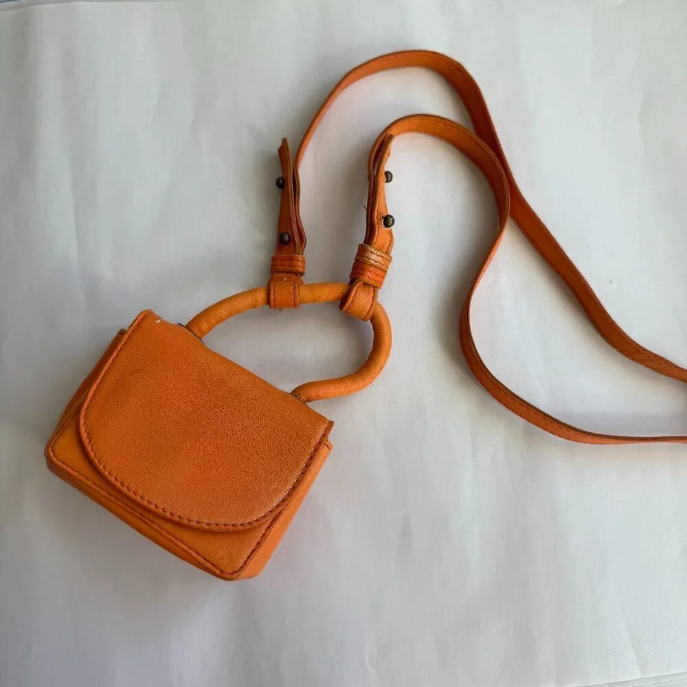 Free People Close To You Orange Sheep Leather Crossbody Mini Bag​​
